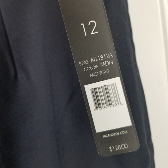 Nick & Zoe Womens Midnight Blue Perfect Pant Side Zip Ankle Size 12 Stretch - Picture 4 of 9